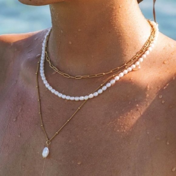 Layering Gold Paperclip Chain Necklace Everyday Necklace Waterproof Jewelry Gift - Picture 8 of 8